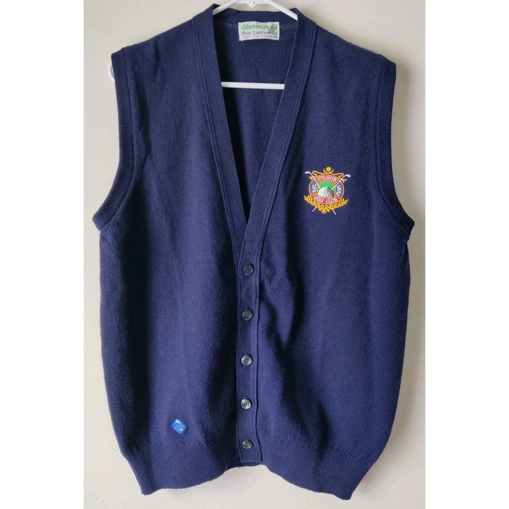 Colouth‎ Golf Club Navy Blue Vest Golf By Glenmuir Sz M Logo Embroiled Lambswool